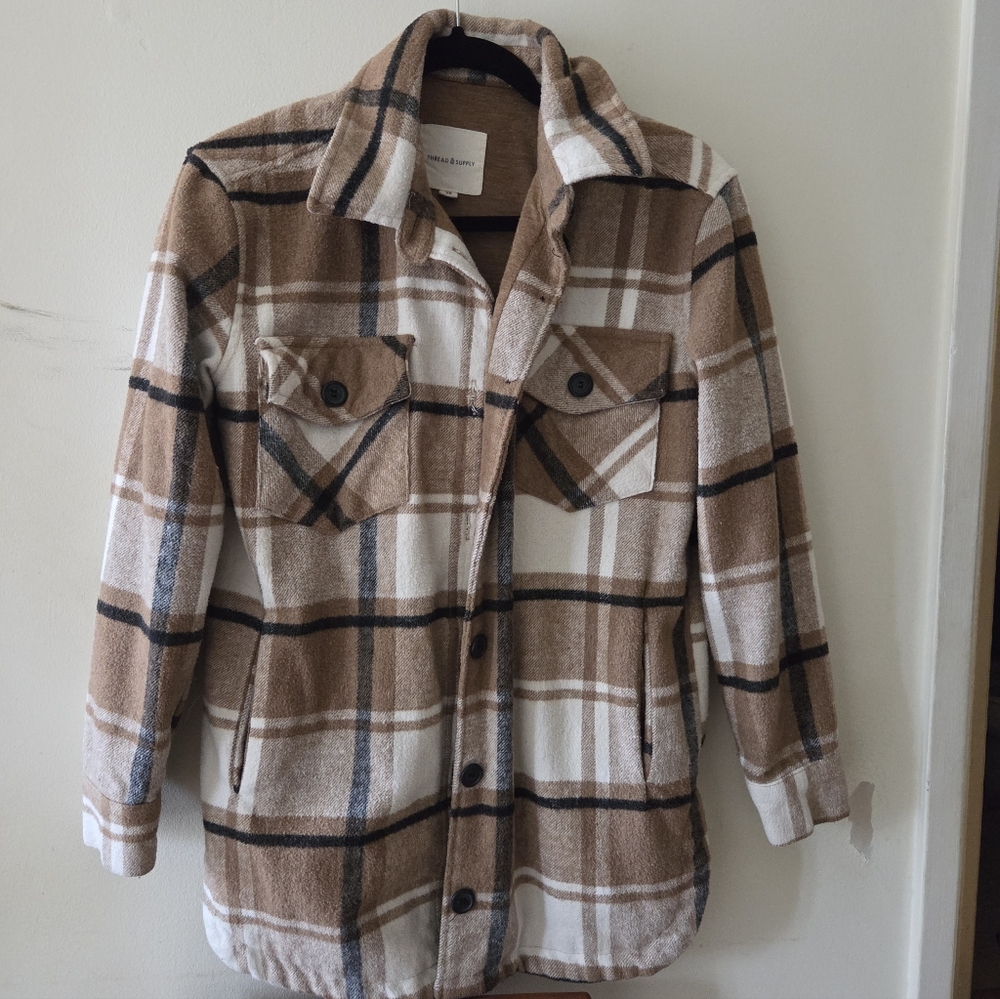 Thread & Supply Plaid Jacket in Tan and White